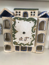 Load image into Gallery viewer, Wall Watch ,,House whit balconies" ceramic hand- made Art by Asia Terek