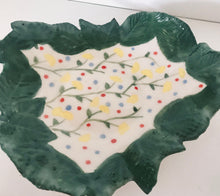 Загрузить изображение в средство просмотра галереи, Dish "With yellow Flowers and Leaves "ceramic hand- made Art by Asia Terek