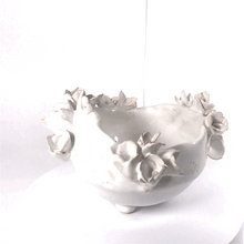 Загрузить изображение в средство просмотра галереи, Bowl with flowers "Anemona" white ceramic hand-made Art by Asia Terek