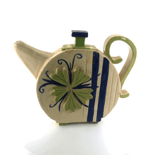 Load image into Gallery viewer, Teapot with green flower ceramic hand-made Art by Asia Terek