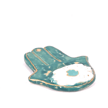 Загрузить изображение в средство просмотра галереи, 7. Hamsa Lucky Talisman( shaped like a hand) ceramic hand- made Art by Asia Terek