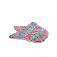 Загрузить изображение в средство просмотра галереи, 6. Hamsa Lucky Talisman (shaped like a hand) ceramic hand-made Art by Asia Terek