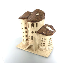 Load image into Gallery viewer, Ceramic Castle &quot; House with Cats&quot; Candle Holder ceramic hand-made Art by Asia Terek
