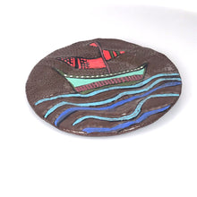 Load image into Gallery viewer, Decorative Plate &quot;With a Boat&quot; ceramic hand-made Art by Asia Terek
