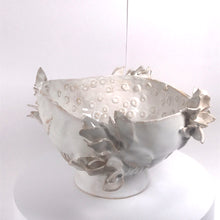 Load image into Gallery viewer, Bowl &quot;With Flowers white&quot;ceramic hand- made Art by Asia Terek
