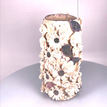 Load image into Gallery viewer, 1. White vase&quot; With golden leaves&quot; ceramic hand-made Art by Asia Terek
