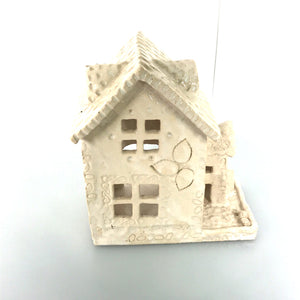 House" White"  Candle Holder ceramic hand-made Art by Asia Terek