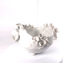 Load image into Gallery viewer, Bowl with flowers &quot;Anemona&quot; white  ceramic hand-made Art by Asia Terek
