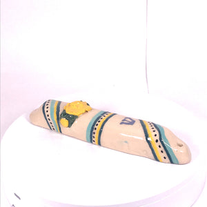 15. Mezuzah  "With yellow rose"ceramic hand-made Art by Asia Terek