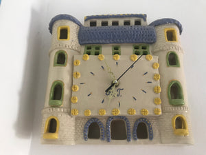 Wall watch "Castle"ceramic hand-made  Art by Asia Terek