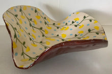 Load image into Gallery viewer, Dish &quot;With yellow Flowers&quot;&quot;ceramic hand- made Art by Asia Terek
