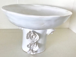 Bowl on the  leg "Karina" - with roses  whit ceramic hand-made Art by Asia Terek