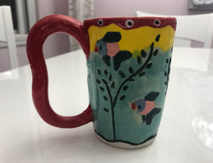 Cup "With Fish ceramic hand-made Art by Asia Terek