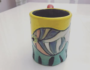 Cup "With Surgeon "ceramic hand- made Art by Asia Terek